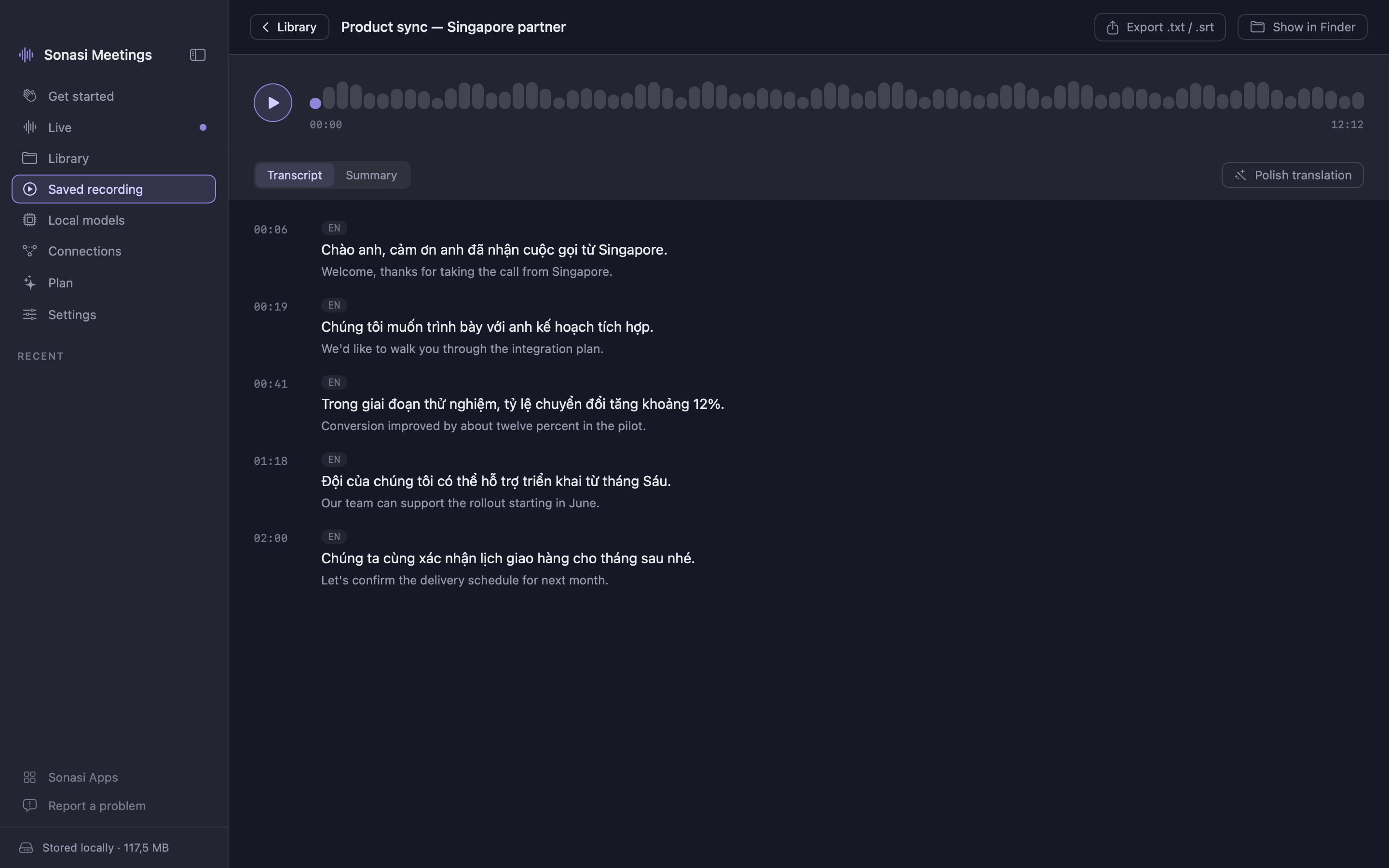 Sonasi Meetings on Mac, screenshot 6