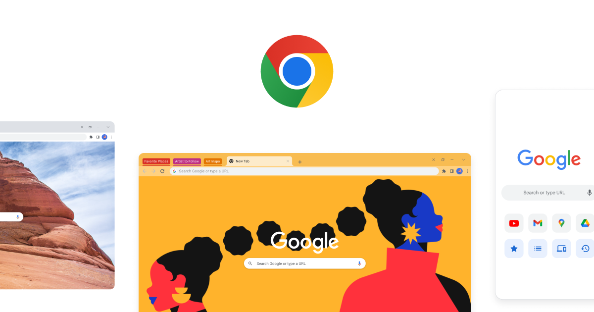 Chrome のホームページ(google.com)に掲載されている Google Chrome の公式プロモーション画像。
