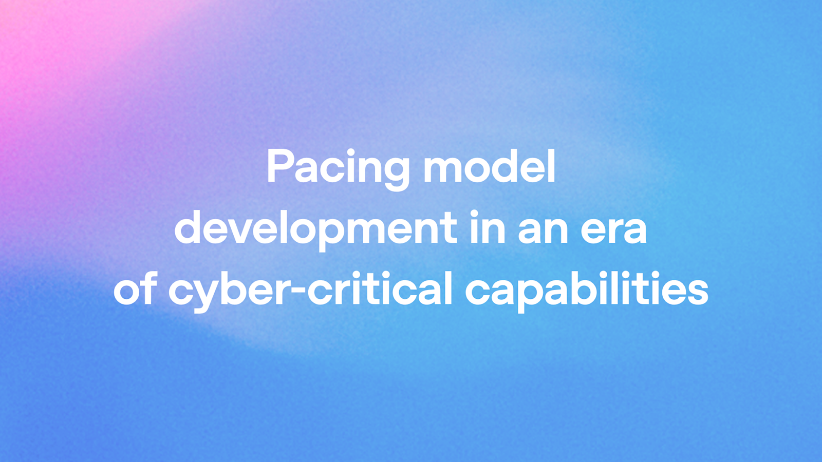 OpenAI's official dark article card for its own post on pacing model development and cyber capabilities, carrying the OpenAI mark on a plain dark background.