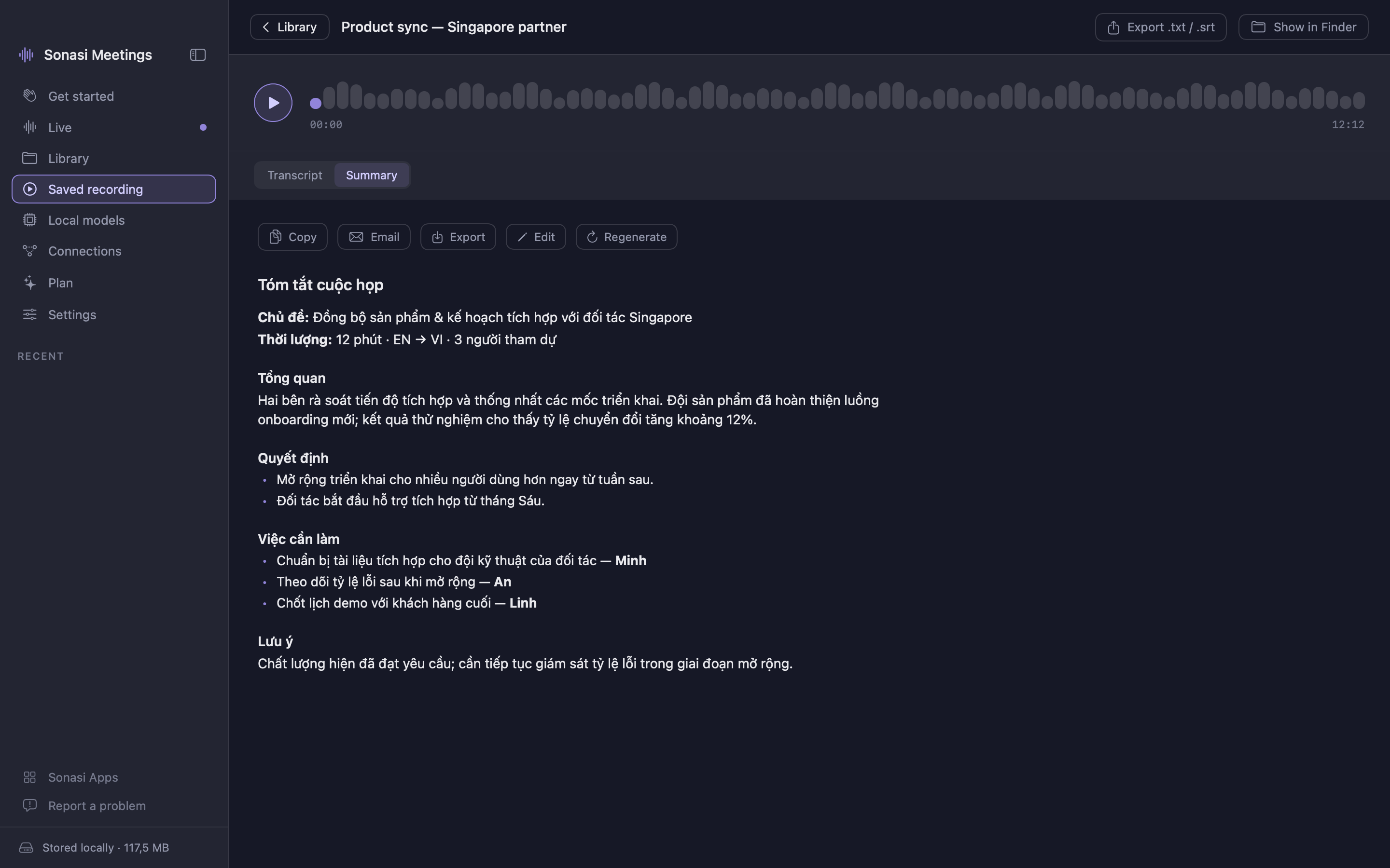 Sonasi Meetings on Mac, screenshot 7