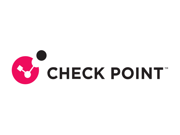 Check Point Software Technologiesの企業ロゴ。白い背景に、マゼンタとグレーのエンブレムと濃い色の社名が並ぶ。