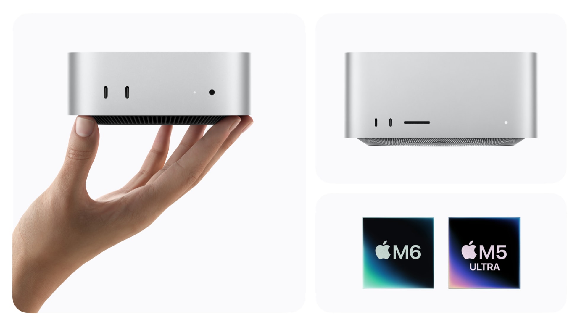 Apple自身が公開した最新のMac miniとMac Studioの製品写真。macOSがフルディスクアクセスを与えるか拒むかを決める、デスクトップのMacである。